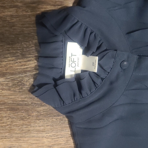 Ann Taylor LOFT Silk Chiffon Sleeveless Dress with Ruffle Collar Dress Size 2P - Picture 3 of 7